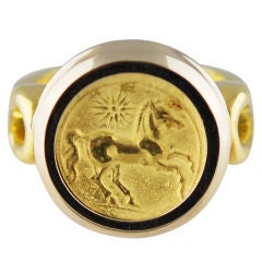 Lipten  Yellow White Gold Star Horse Ring Super