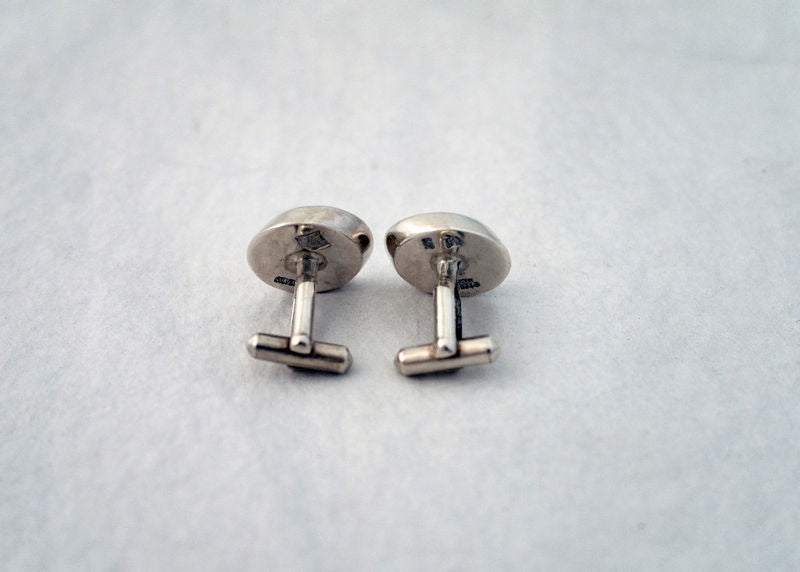 Women's or Men's Rare Antonio Pineda Ovoid Sculptural Sterling Silver Cufflinks For Sale