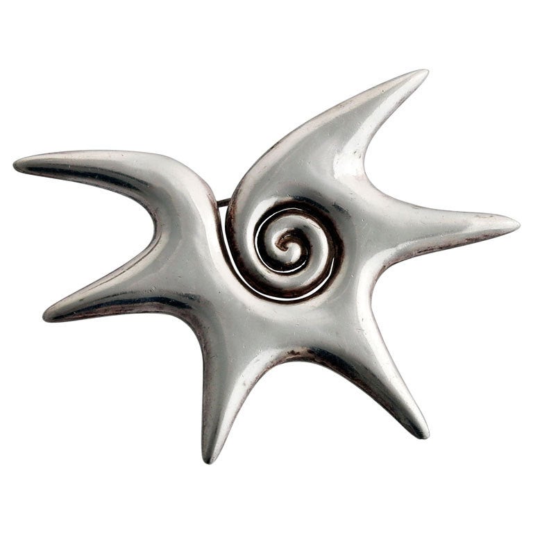 Spratling Sterling Silver Starfish Motif Brooch - Pin For Sale