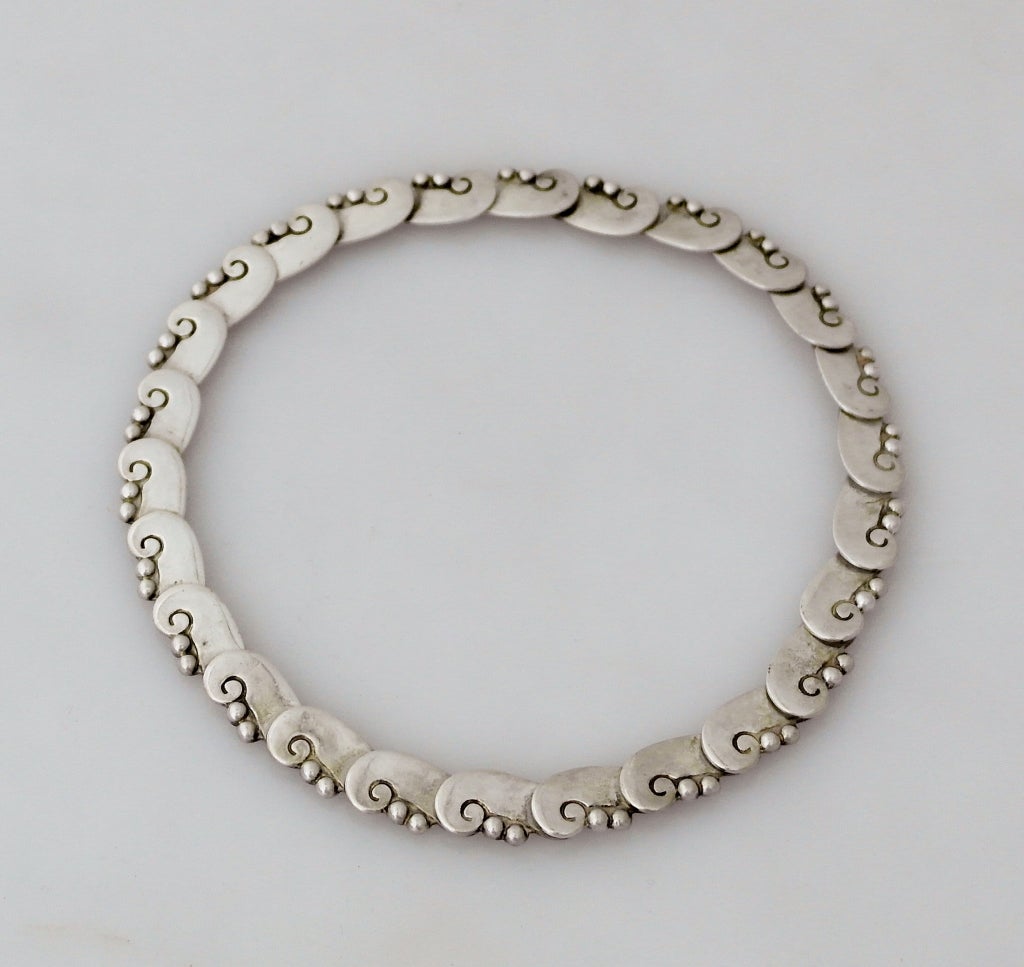 Hector Aguilar Taxco Sterling Silver Choker Necklace 1949 In Excellent Condition For Sale In New York, NY