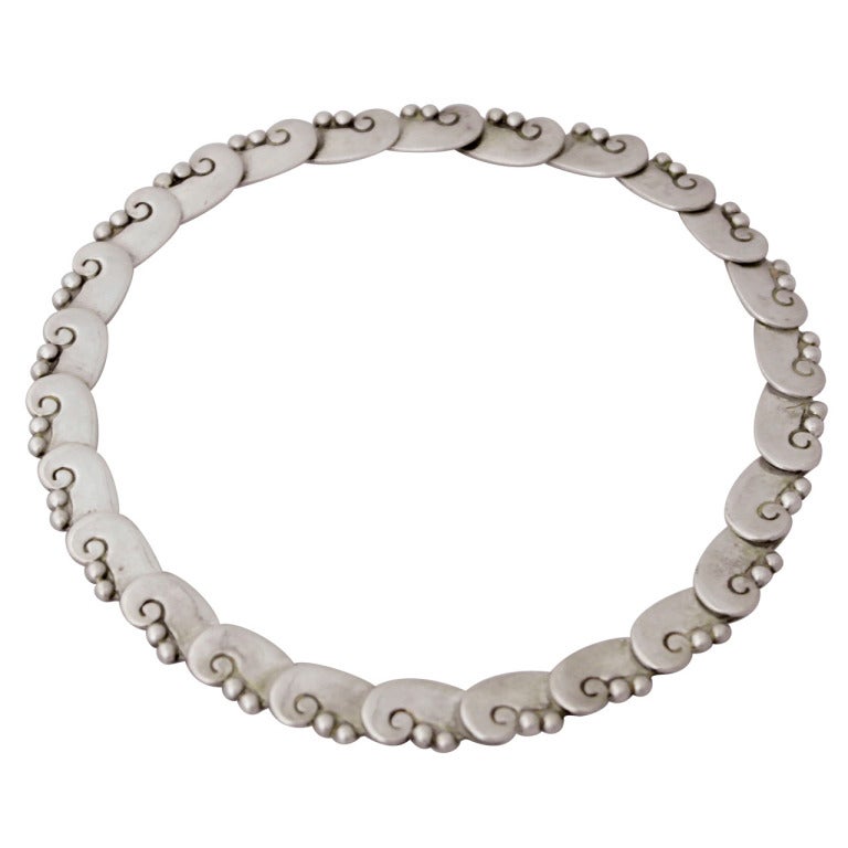 Hector Aguilar Taxco Sterling Silver Choker Necklace 1949 For Sale