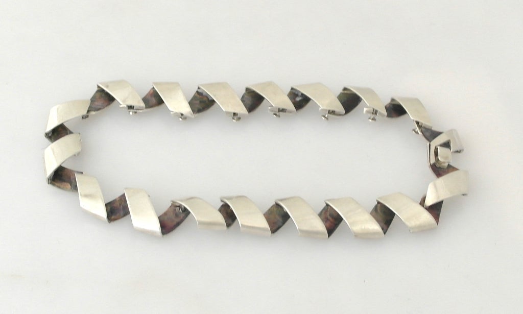 1950s Antonio Pineda Taxco Rare Copper .970 Silver Link Necklace  For Sale 2