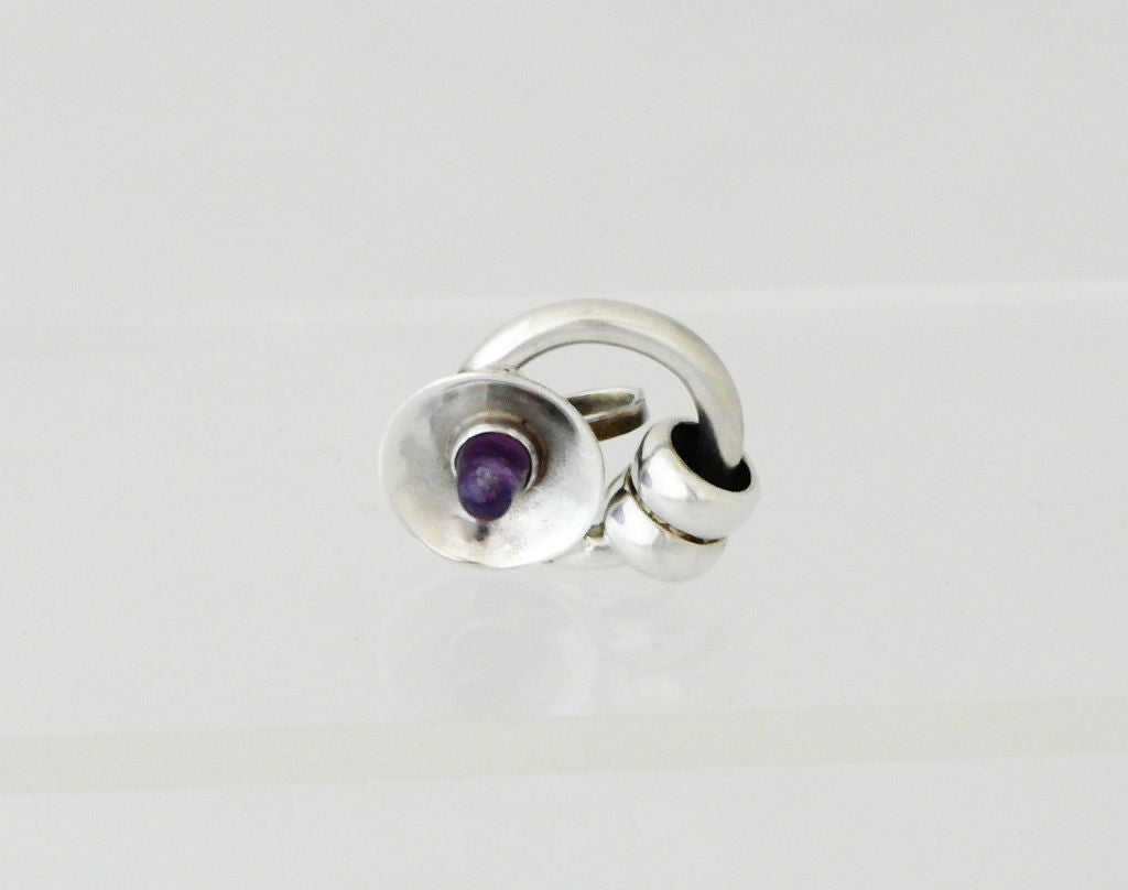 William Spratling Sterling Silver & Amethyst Earrings 1