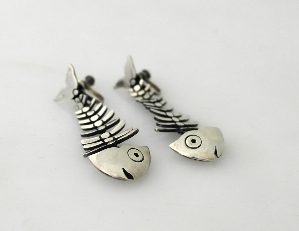 Women's Antonio Pineda Taxco Sterling Silver Fish Earrings