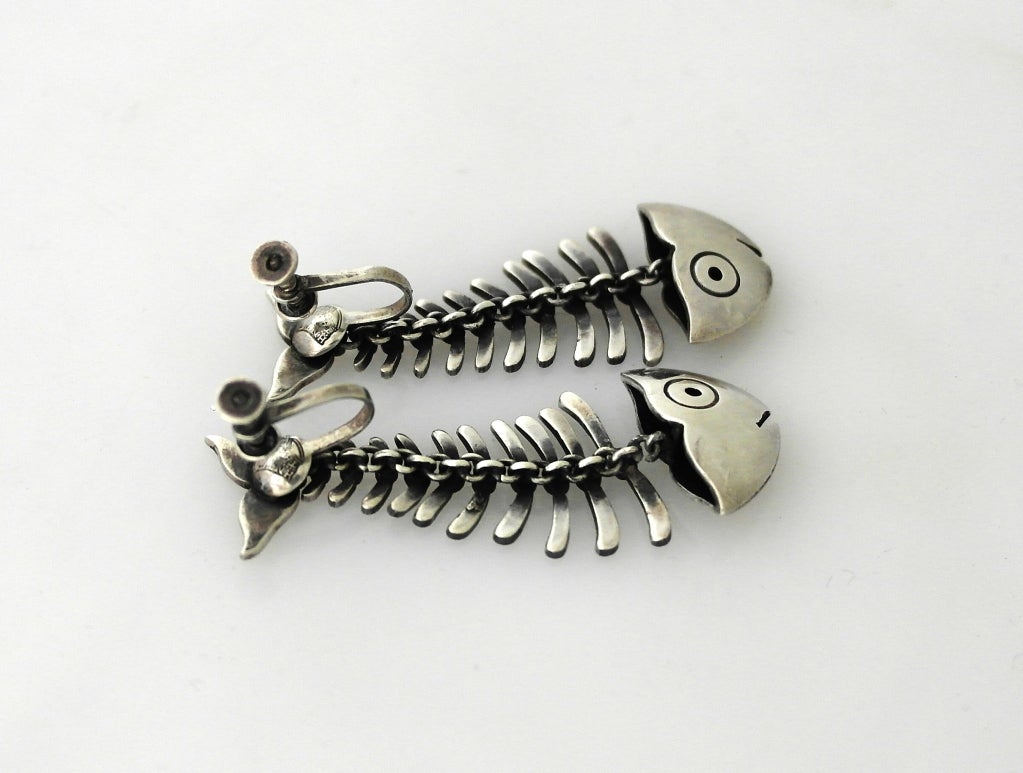 Antonio Pineda Taxco Sterling Silver Fish Earrings 1