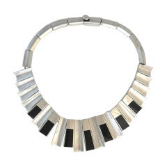 Taxco Onyx Sterling Silver Modernist Necklace