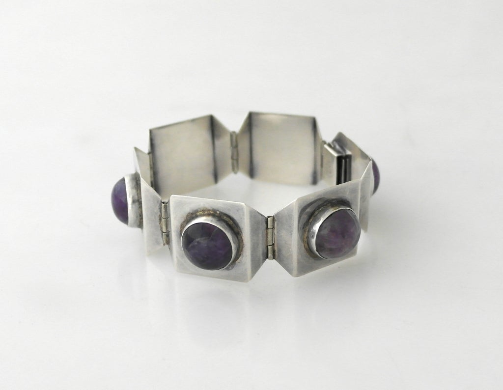Taxco Amethyst-Sterlingsilber-Armband im Zustand „Hervorragend“ im Angebot in New York, NY