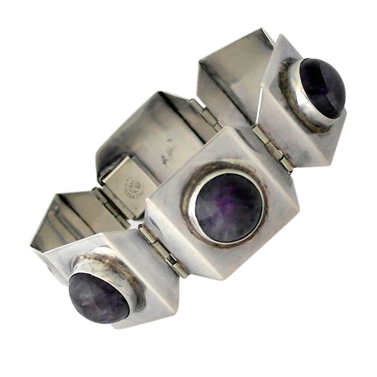 Taxco Amethyst-Sterlingsilber-Armband im Angebot