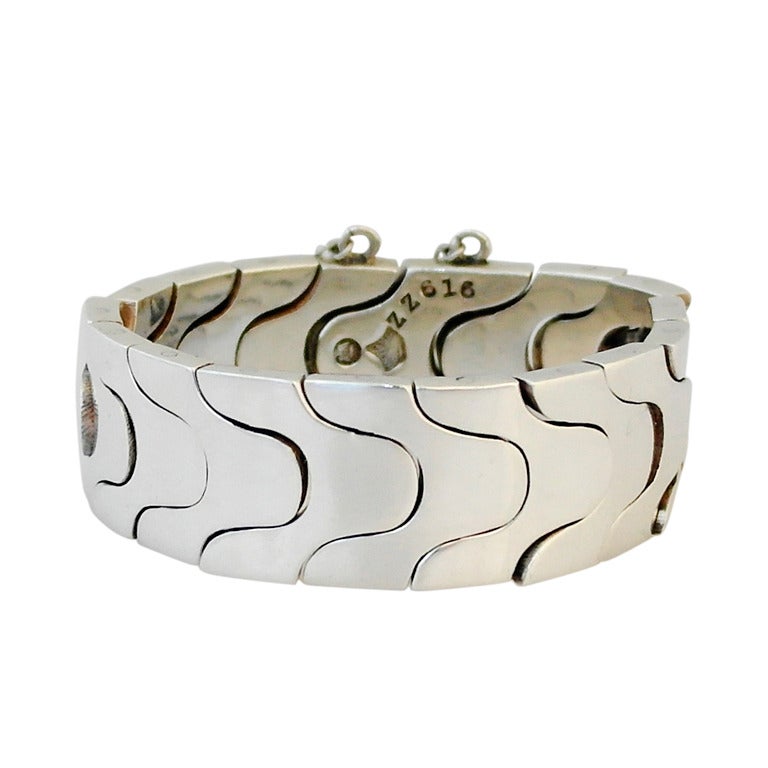 Antonio Pineda Sterling Silver Modernist Puzzle Bracelet For Sale