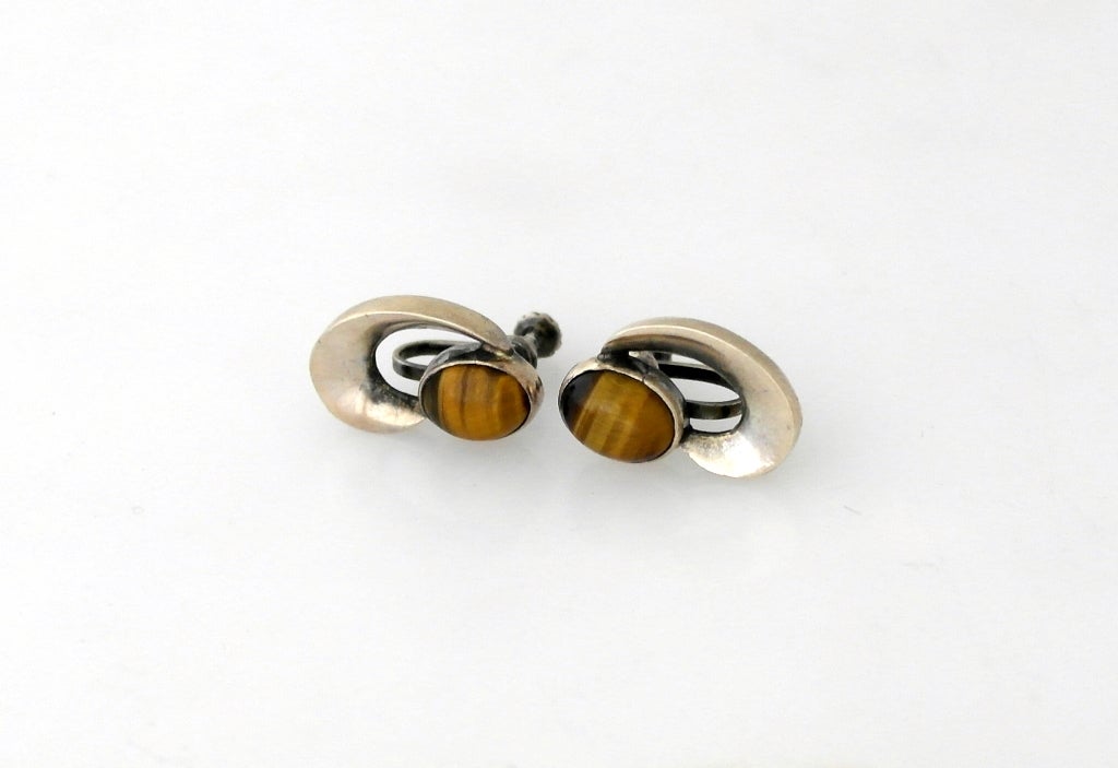 Antonio Pineda Tiger Eye Sterling Silver Parure In Excellent Condition For Sale In New York, NY