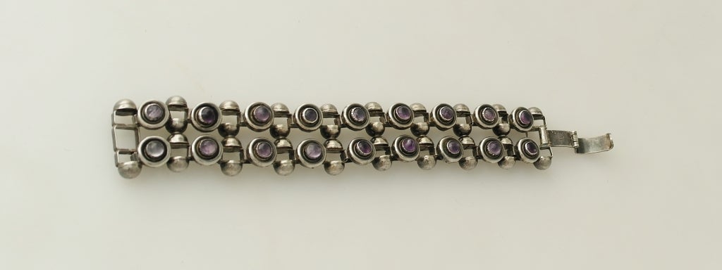 Taxco Sterling Silver & Amethyst Bracelet a la Fred Davis