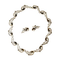 Retro Rancho Alegre Taxco Sterling Silver Necklace & Earrings Set