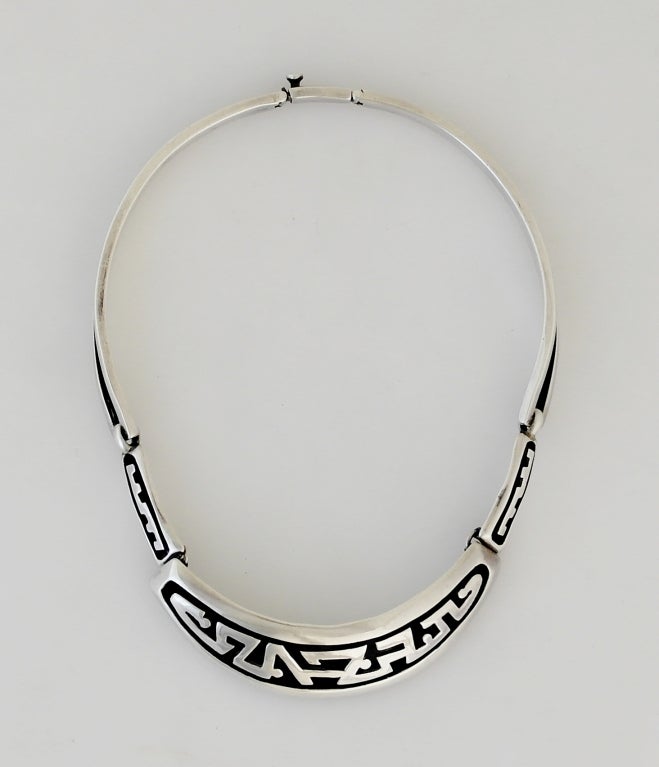 Salvador Teran Sterling Silver Modernist Necklace In Excellent Condition For Sale In New York, NY