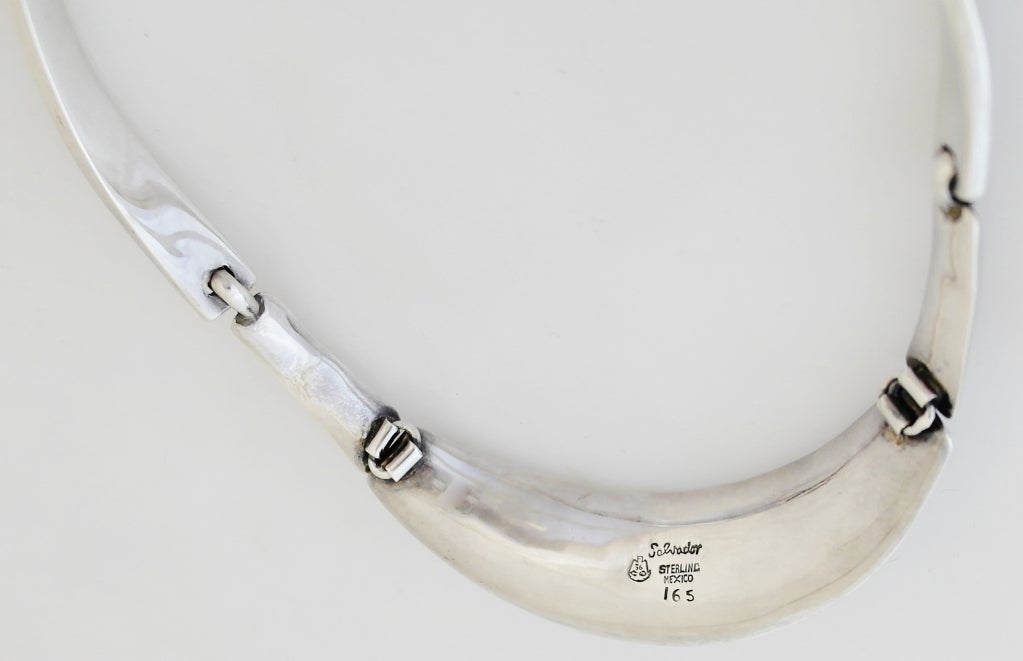 Salvador Teran Sterling Silver Modernist Necklace For Sale 4