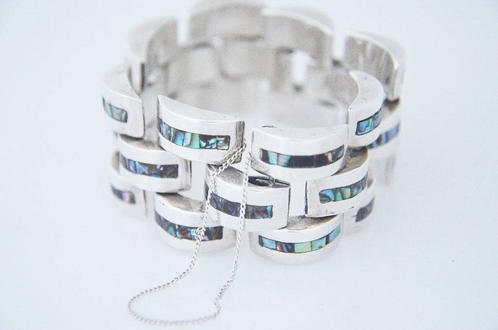 Gerardo Lopez Taxco Sterling Silver Bracelet In Excellent Condition In New York, NY