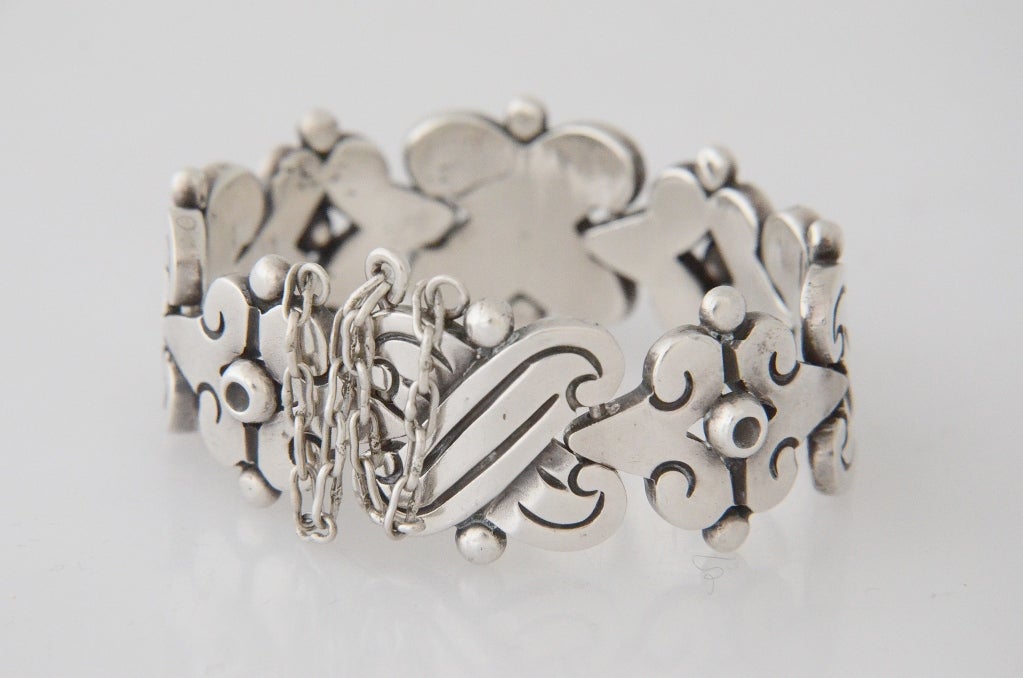 Hector Aguilar .940 Silver Fertility Bracelet Taxco In Excellent Condition In New York, NY