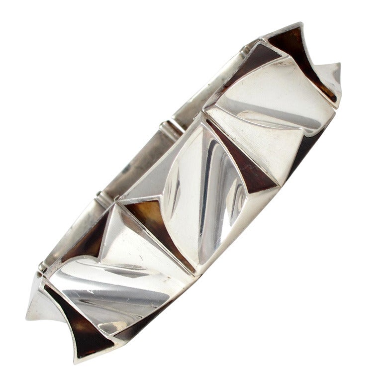 Antonio Pineda Rare Shell .970 Silver Modernist Bracelet