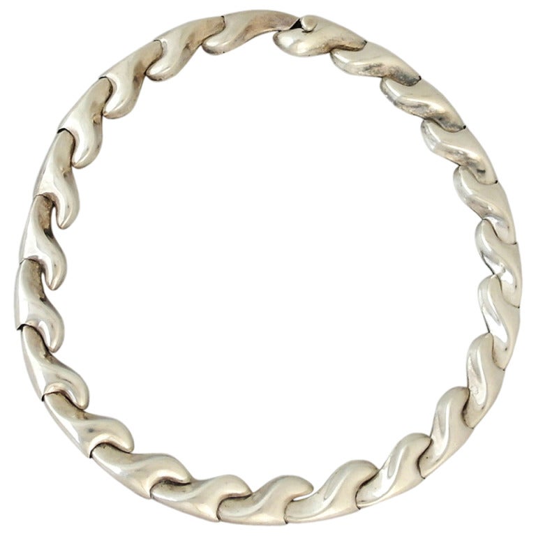Antonio Pineda .970 Silver Choker Necklace For Sale