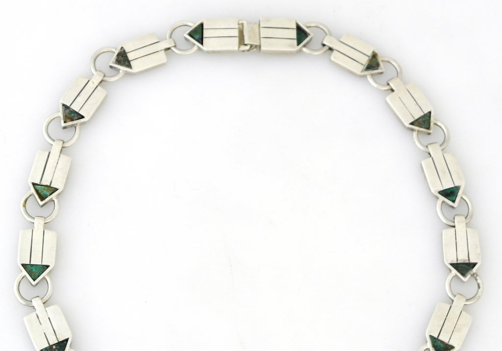 Halskette aus Sterlingsilber mit Azur- Malachit und Spratling im Zustand „Hervorragend“ im Angebot in New York, NY