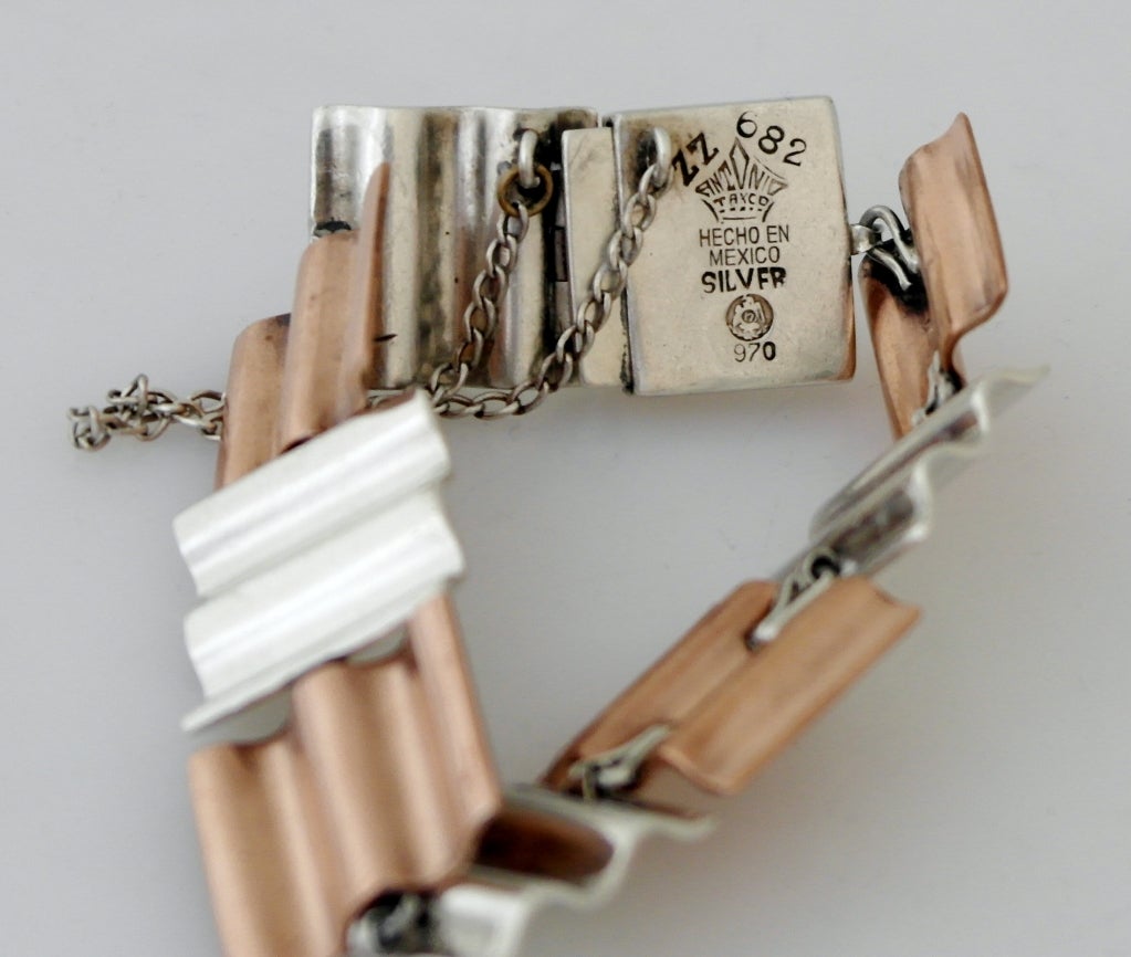 Antonio Pineda Copper .970 Silver Wafer Link Bracelet For Sale 1