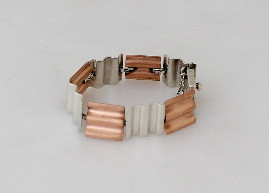 Antonio Pineda Copper .970 Silver Wafer Link Bracelet For Sale 2