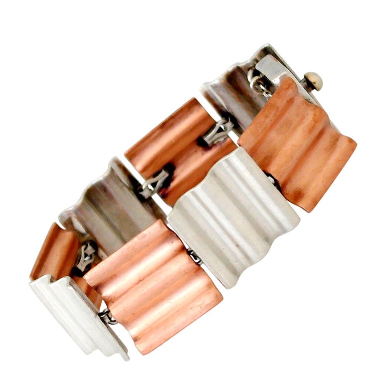 Antonio Pineda Copper .970 Silver Wafer Link Bracelet For Sale