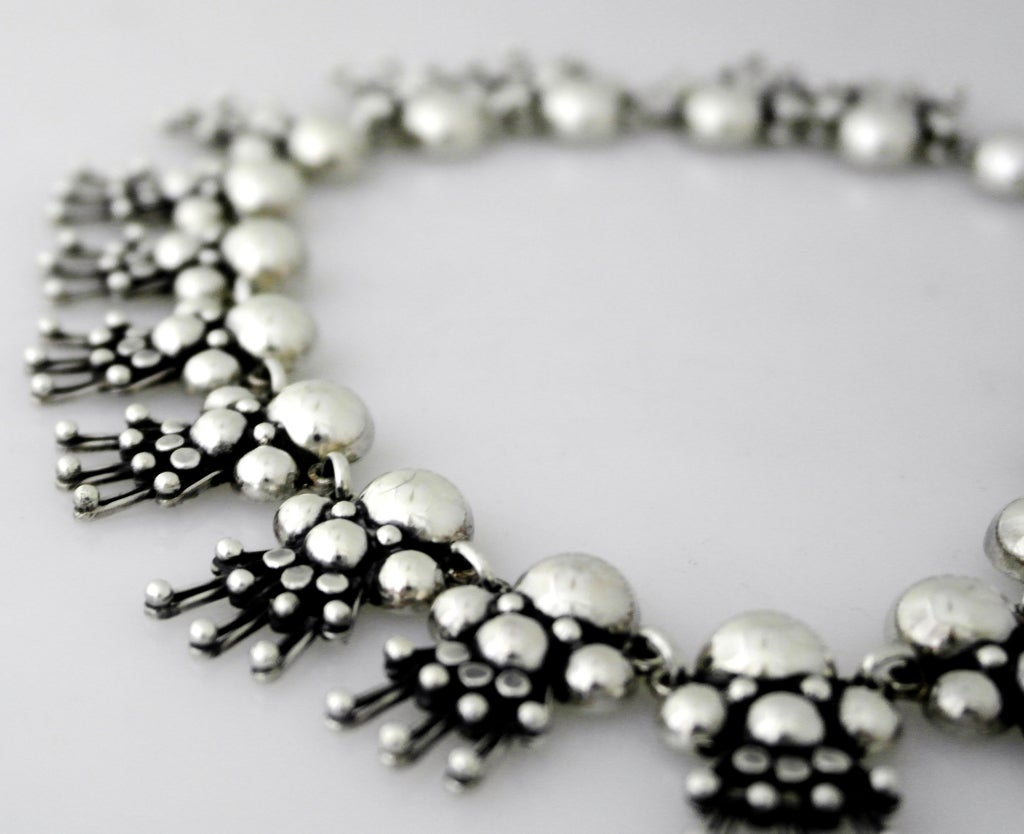 Hector Aguilar .940 Silver Doll Motif Necklace and Bracelet Set In Excellent Condition For Sale In New York, NY