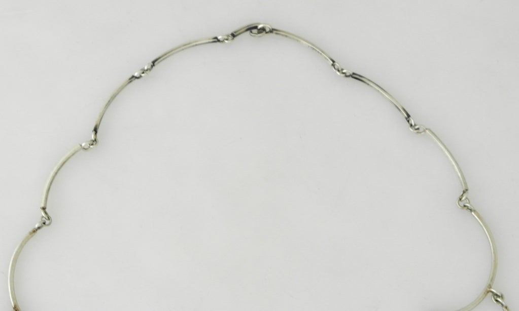 Antonio Pineda .980 Silver Modernist Necklace In Excellent Condition For Sale In New York, NY