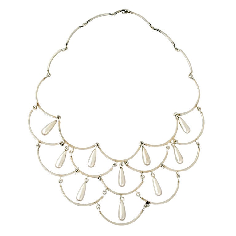 Antonio Pineda .980 Silver Modernist Necklace For Sale