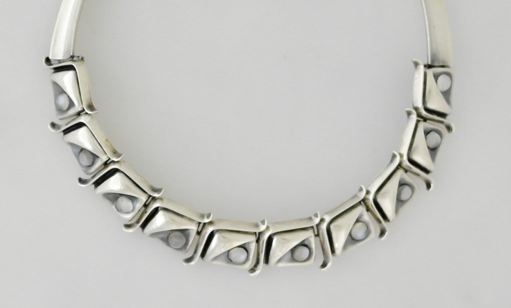 Women's Antonio Pineda .970 Silver & Moonstone Necklace For Sale