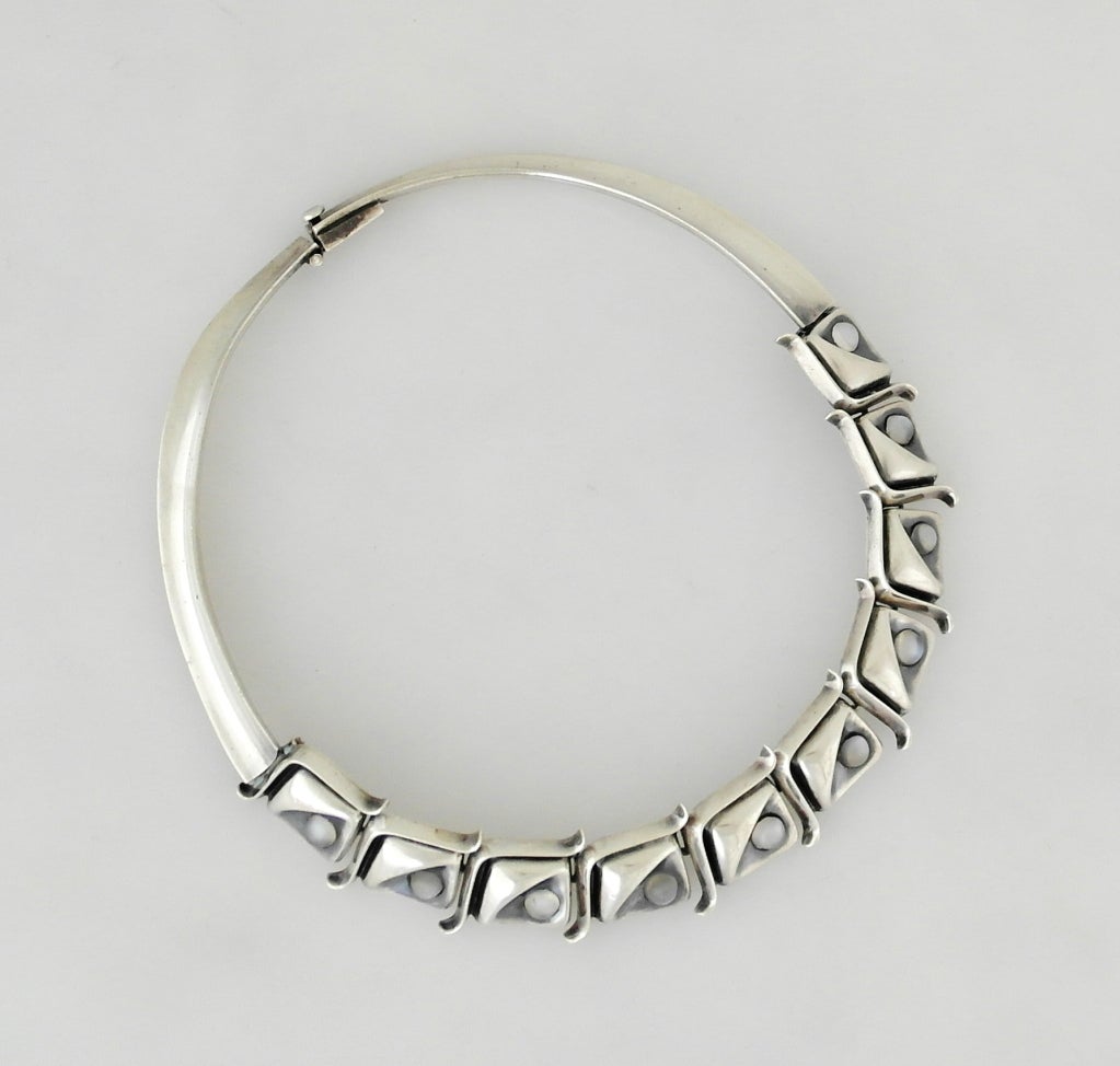 Antonio Pineda .970 Silver & Moonstone Necklace For Sale 1