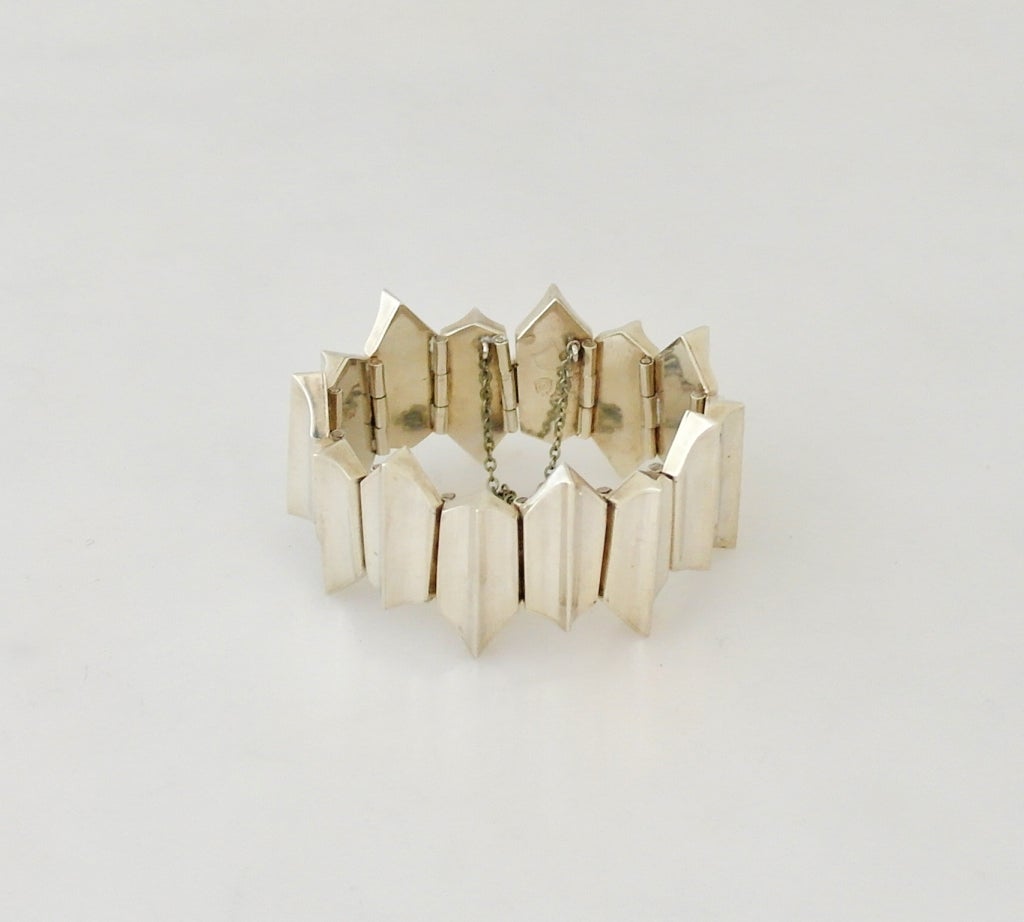 Antonio Pineda .970 Silver Modernist Bracelet For Sale 1