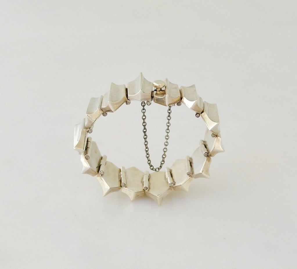 Antonio Pineda .970 Silver Modernist Bracelet For Sale 2