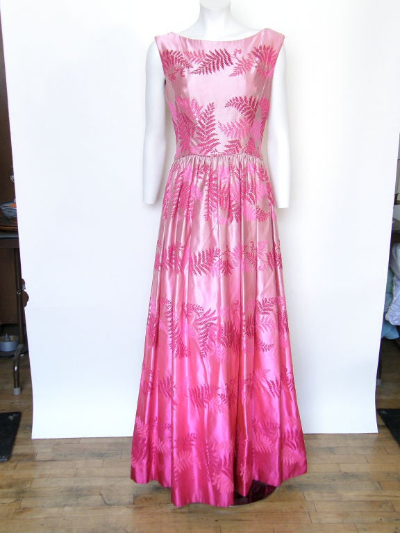 Pink Silk Brocade Gown 6