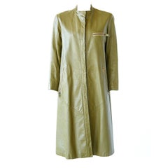 Bonnie Cashin Green Leather Coat for Sills with Giant Zippered Pockets
