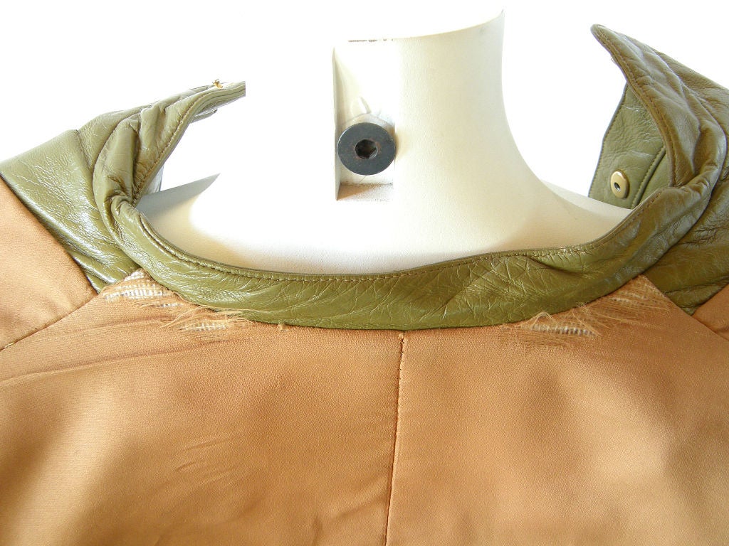 Bonnie Cashin Green Leather Coat for Sills with Giant Zippered Pockets 5