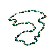 Green Faceted Crystal Sautoir Necklace