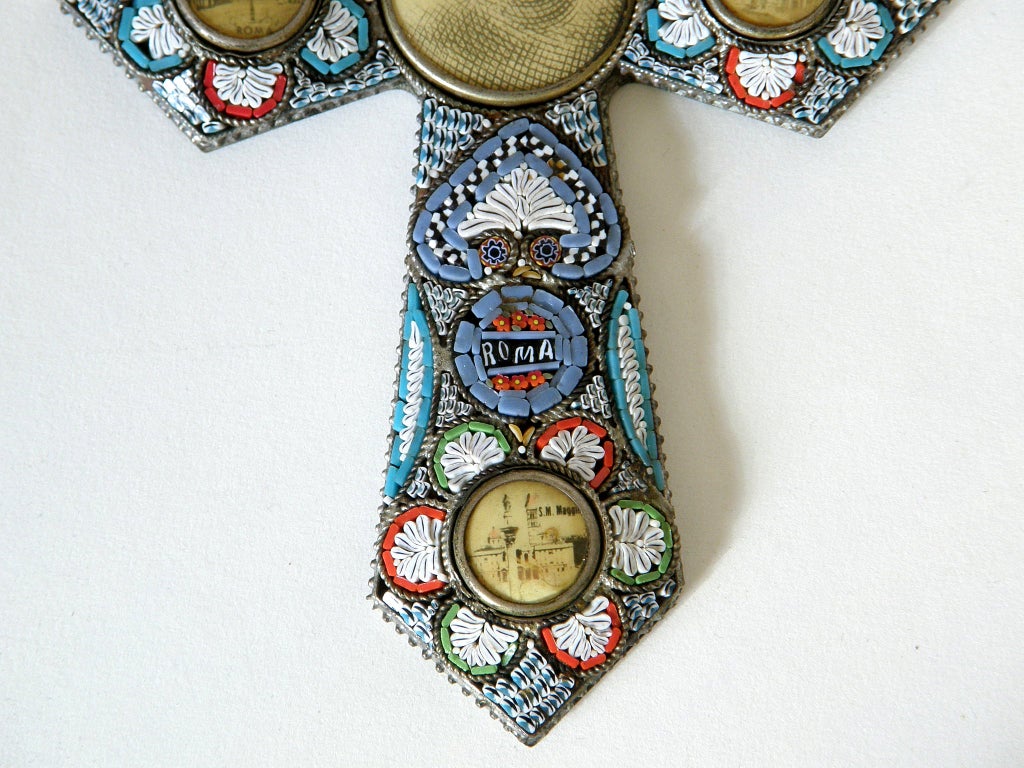 Women's or Men's Micro Mosaic Cross Pendant Necklace