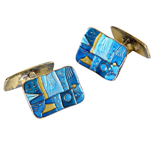 David-Andersen Enamel "Spring" Cufflinks