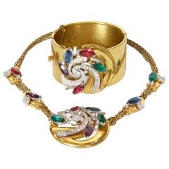 Vintage McClelland Barclay Art Deco Necklace and Bracelet Set
