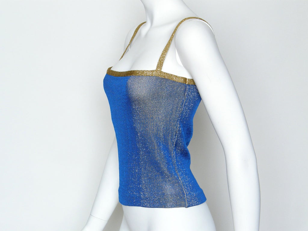 Yves Saint Laurent Metallic Knit Tank Top In Excellent Condition In Chicago, IL