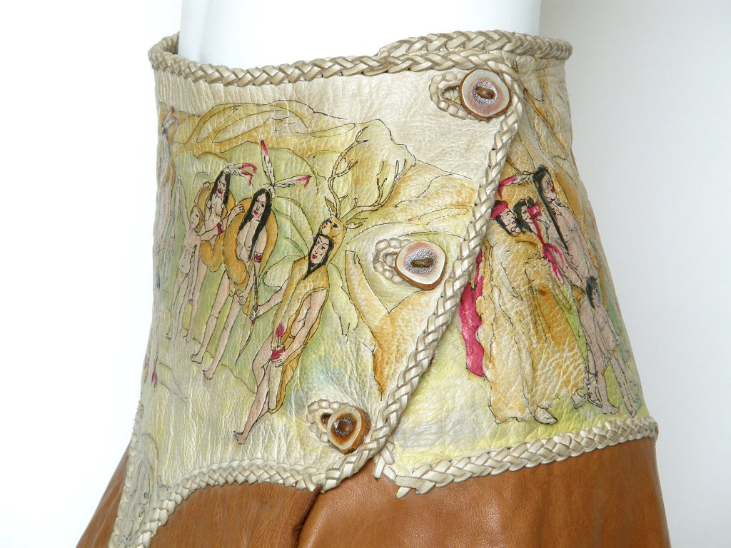Women's Hand Painted Leather Skirt