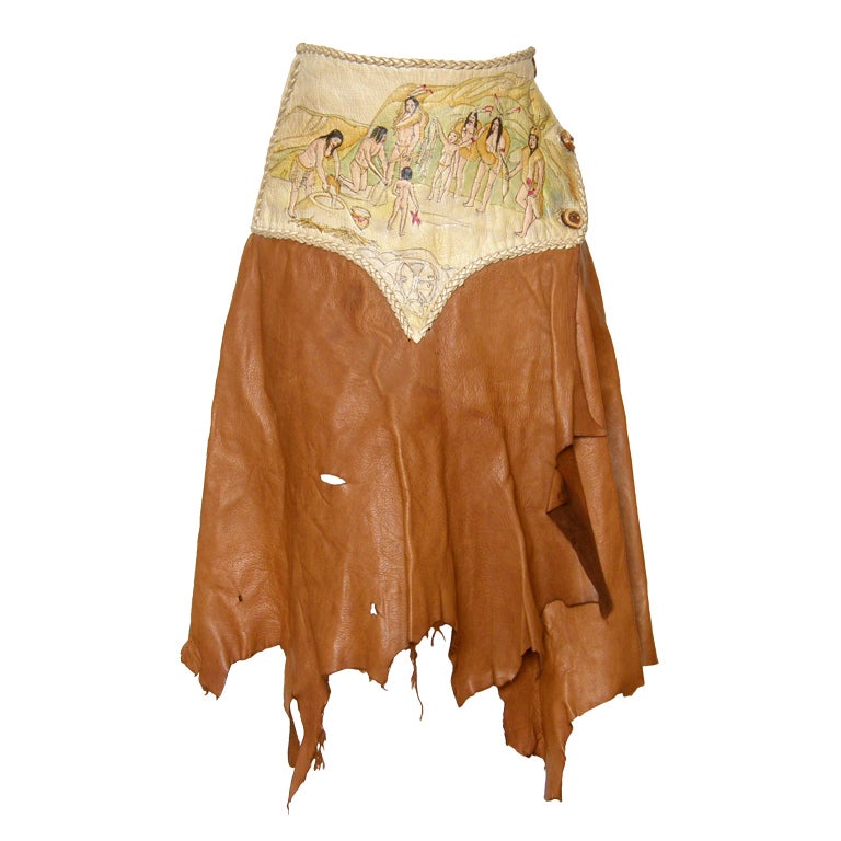 Hand Painted Leather Skirt at 1stDibs