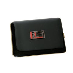 French Art Deco Cigarette Case Black Lacquer with Red Enamel