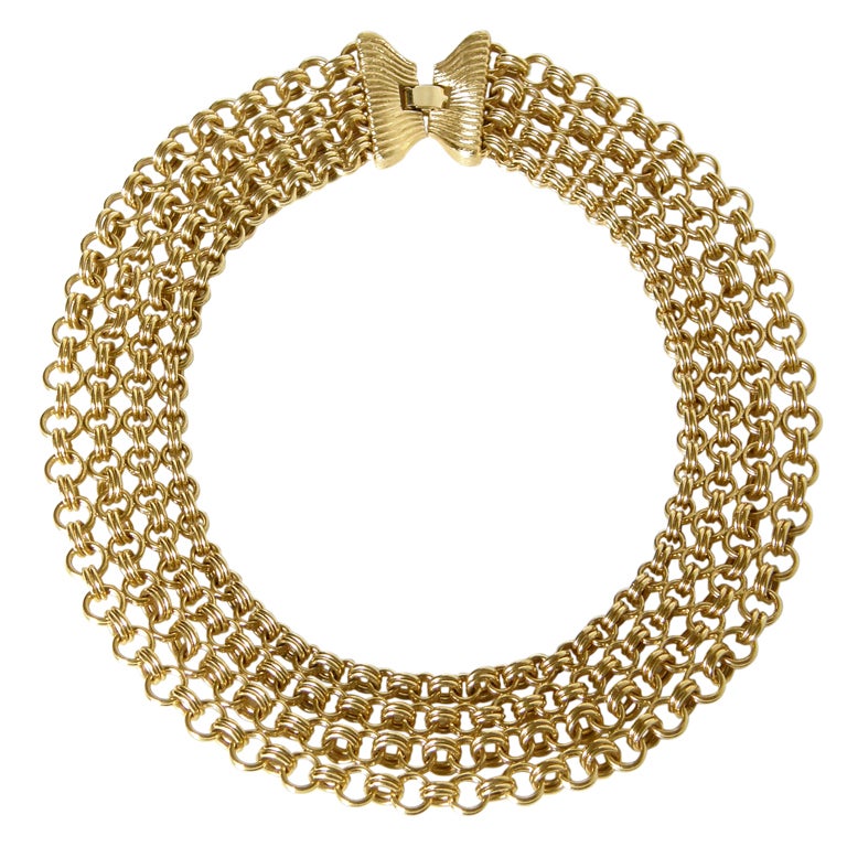 Monet Gold Tone Chain Mail Collar