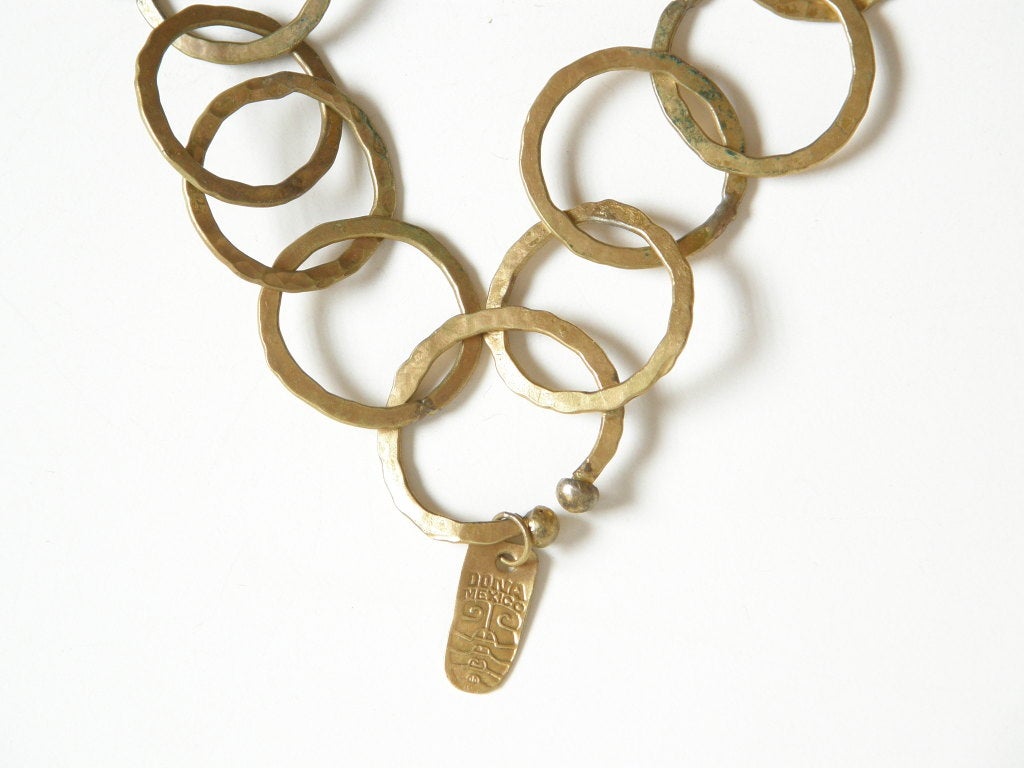 Hammered Brass Rings Necklace at 1stdibs