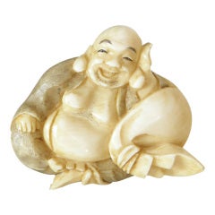 Vintage Carved Ivory Buddha Brooch