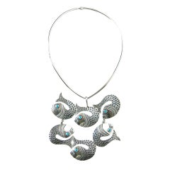 Mexican Sterling Fish Necklace 11