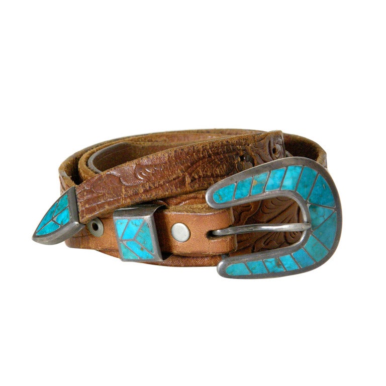 Tooled Leather Ranger Belt