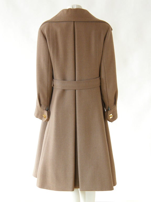 1960s James Galanos Wool Coat with Unique Hardware and Matching Scarf 4